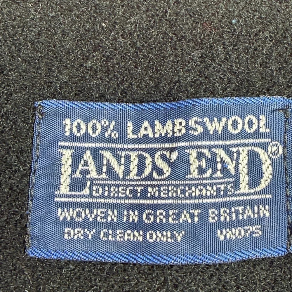 Lands End Black 100% Lambswool Scarf Woven in Great Britain Fringed